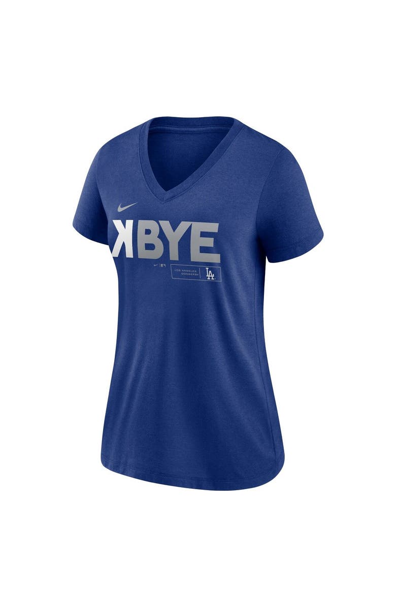 Nike Women's Los Angeles Dodgers Royal Nike K-Bye Tri-Blend V-Neck T-Shirt, Alternate, color, 