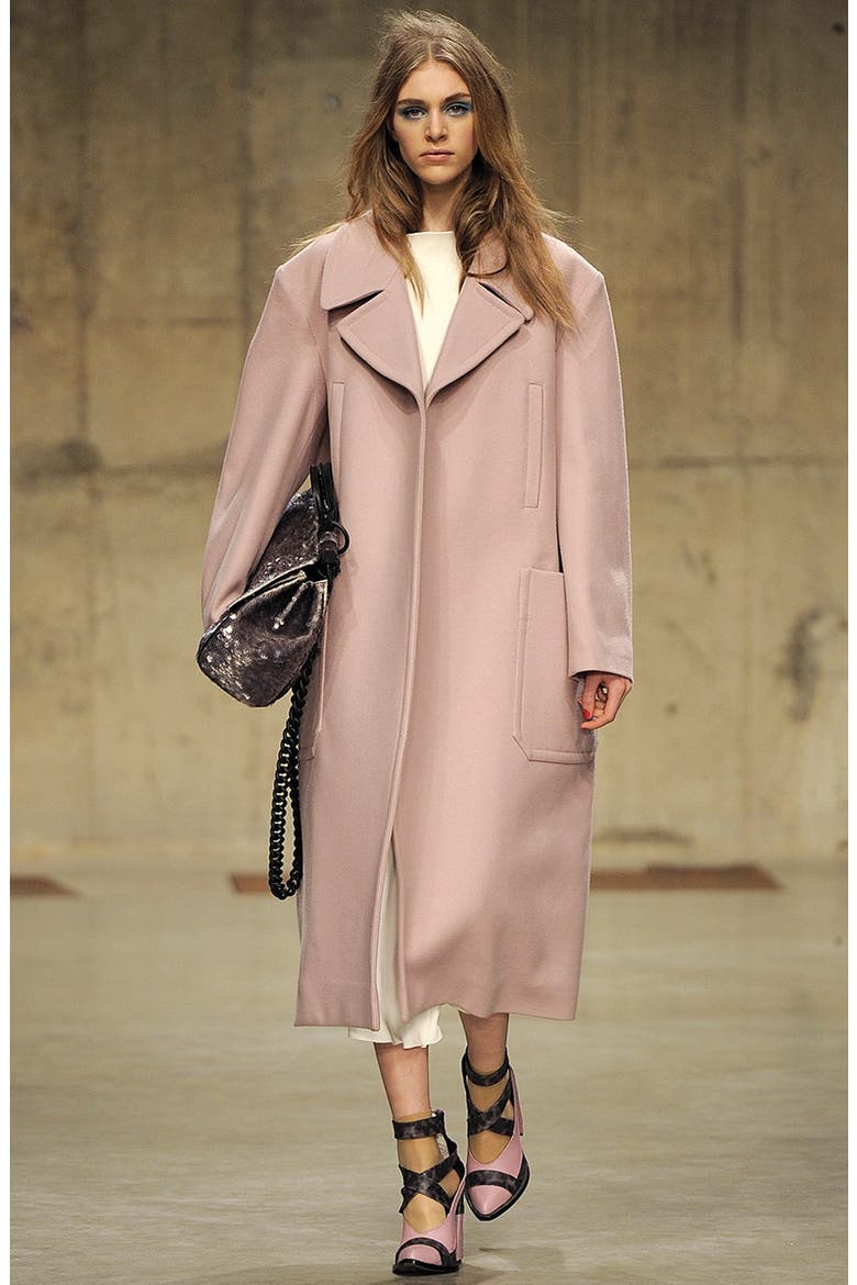 Long Wool Blend Coat, Alternate, color, PINK