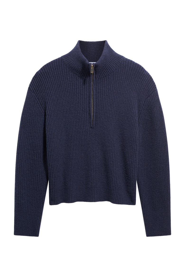 Rika Oversized Ribbed Zip-Neck Sweater, Alternate, color, Platinum