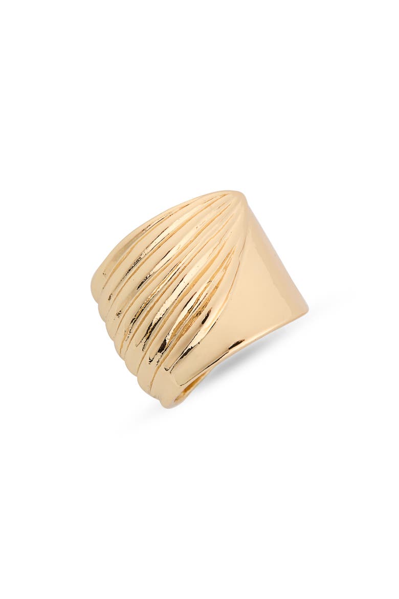 Ridged Wide Ring, Main, color, GOLD