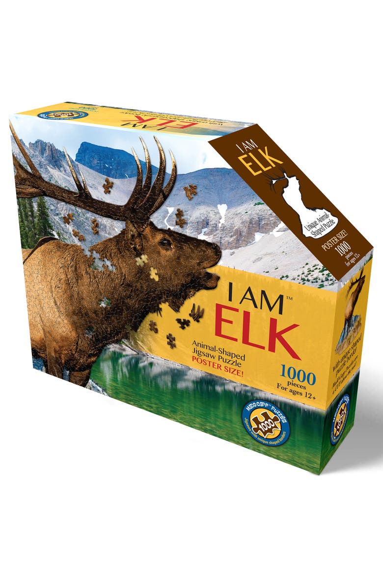 Puzzles I Am Elk 1000 Pieces Animal Shaped Jigsaw Puzzle, Main, color, Multicolored