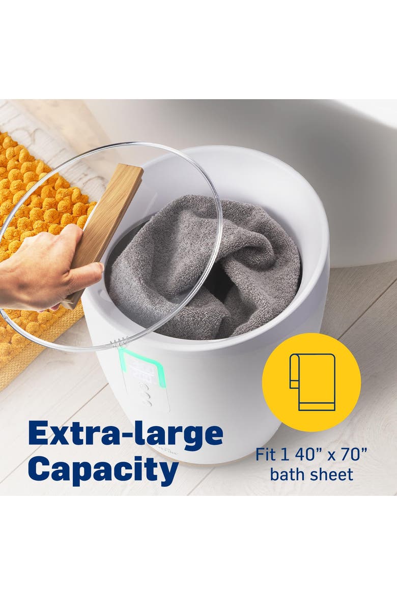 Towel Warmer, Small Bucket Style Towel Heater with LED Display, Adjustable Timer, & More!, Alternate, color, White