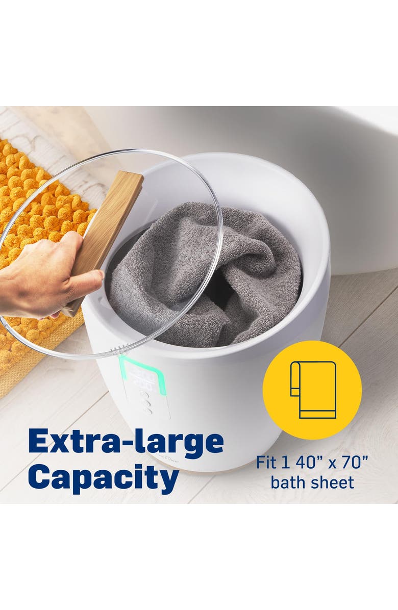 Live Fine Towel Warmer, Small Bucket Style Towel Heater with LED Display, Adjustable Timer, & More!, Alternate, color, White