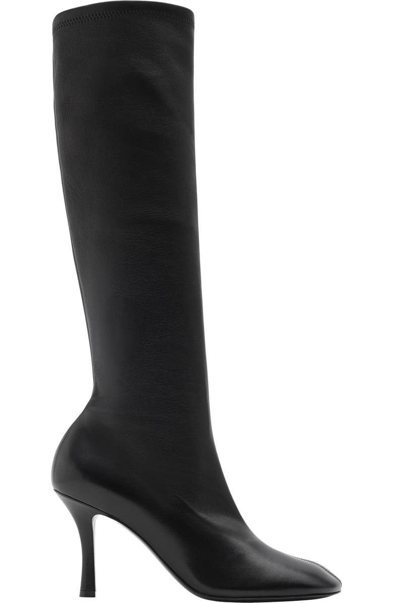 Burberry Baby Knee High Leather Boot, Main, color, Black