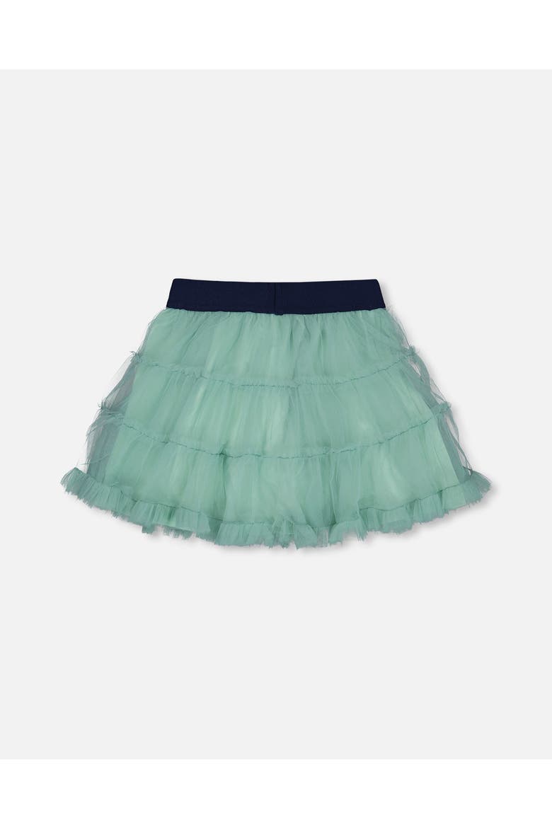 Little Girl's Mesh Skirt With Frills Turquoise, Alternate, color, Aqua Sea