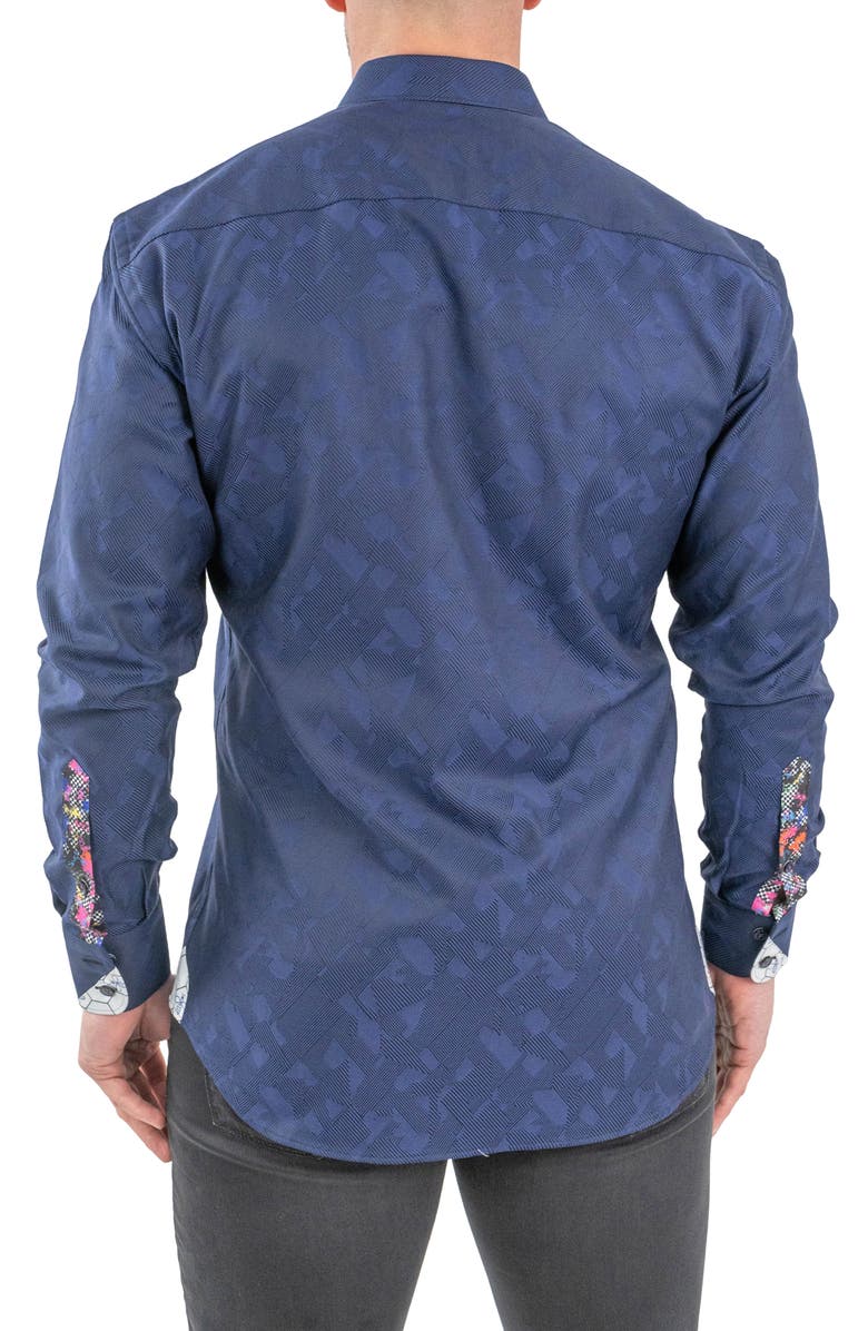 Maceoo Einstein Jacqceepblack Navy Button-Up Shirt, Alternate, color, Blue
