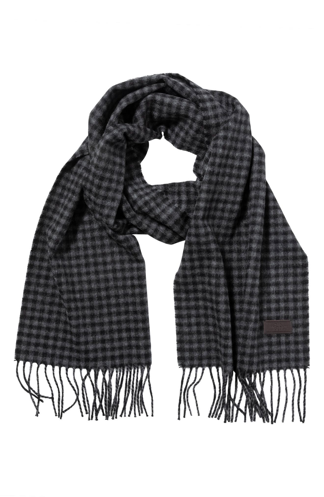 Hickey Freeman Cashmere Gingham Print Scarf