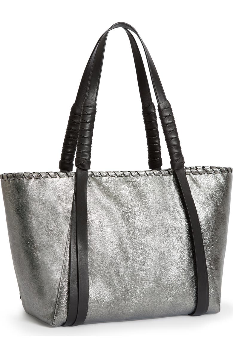 AllSaints Miki East/West Leather Tote, Alternate, color, Soft Gold