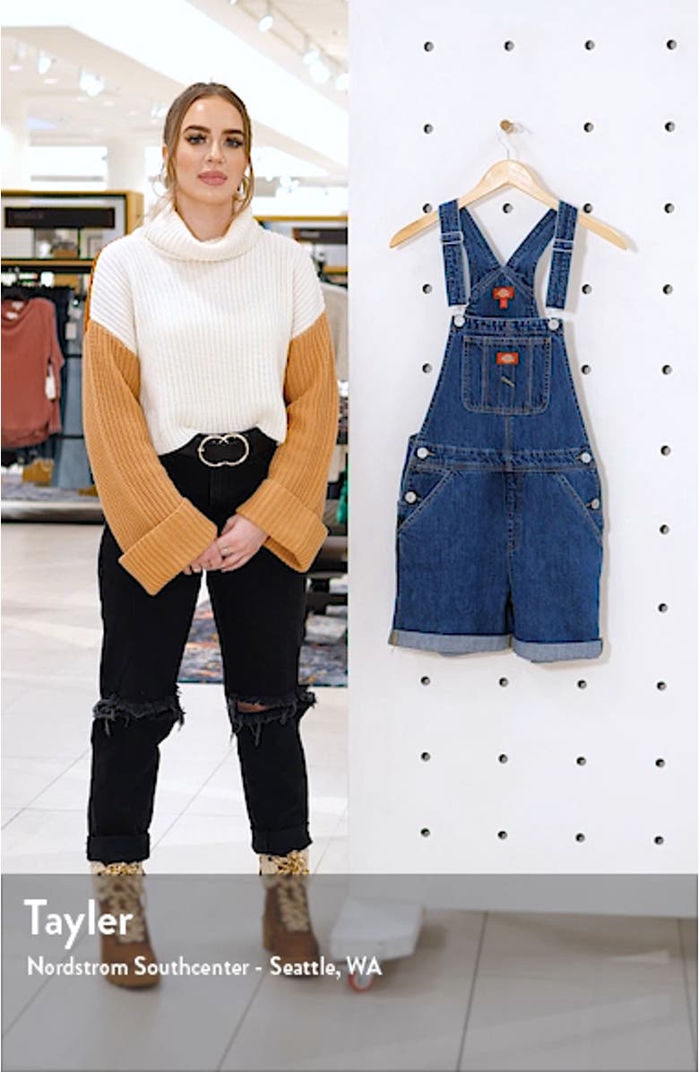 Cuffed Denim Short Overalls, sales video thumbnail