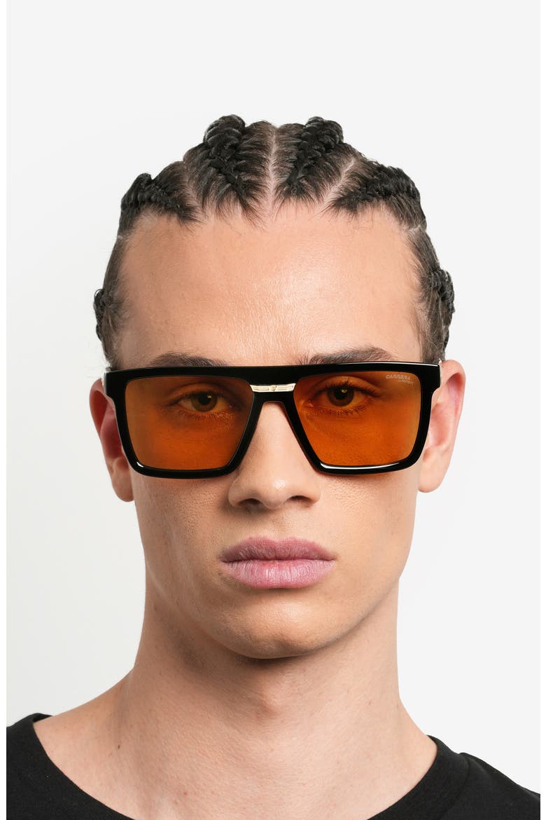 Victory 58mm Rectangular Flat Top Sunglasses, Alternate, color, BLACK YELLOW