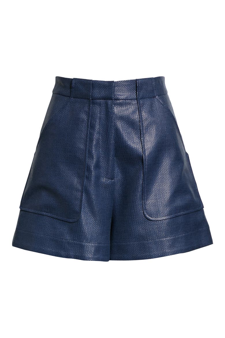 Raffia Weave Tennis Shorts, Alternate, color, NAVY WEAVE RAFFIA