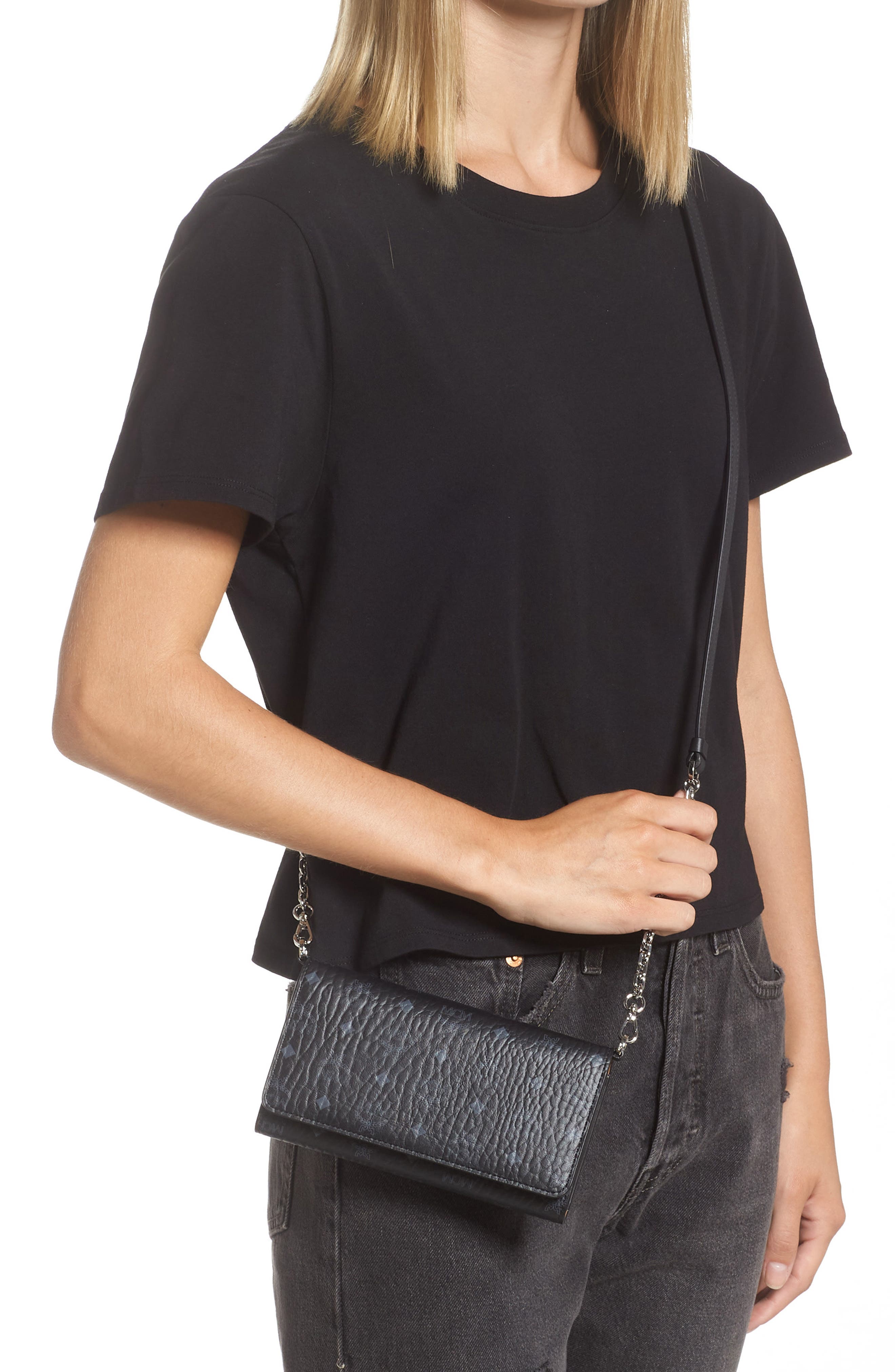 MCM Visetos Coated Canvas Crossbody Wallet, Alternate, color, 