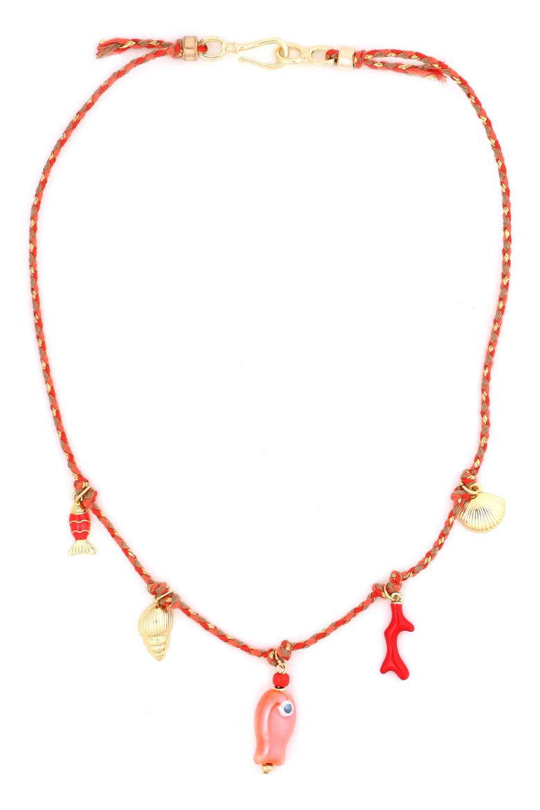 Sea Life Cord Necklace, Main, color, ORANGE