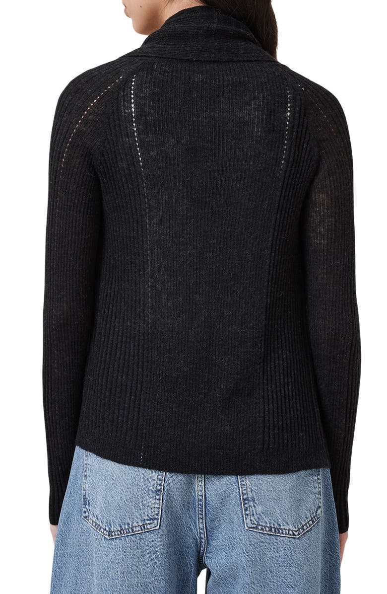 AllSaints Harper High Low Open Front Cardigan, Alternate, color, 