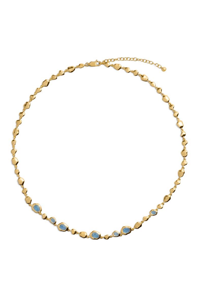 Odyssey Stone Pebble Necklace, Main, color, 18K GOLD VERMEIL / AQUAMARINE