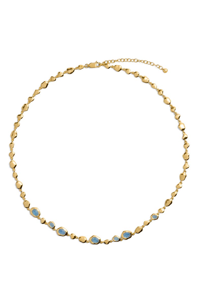 Monica Vinader Odyssey Stone Pebble Necklace, Main, color, 18K Gold Vermeil / Aquamarine