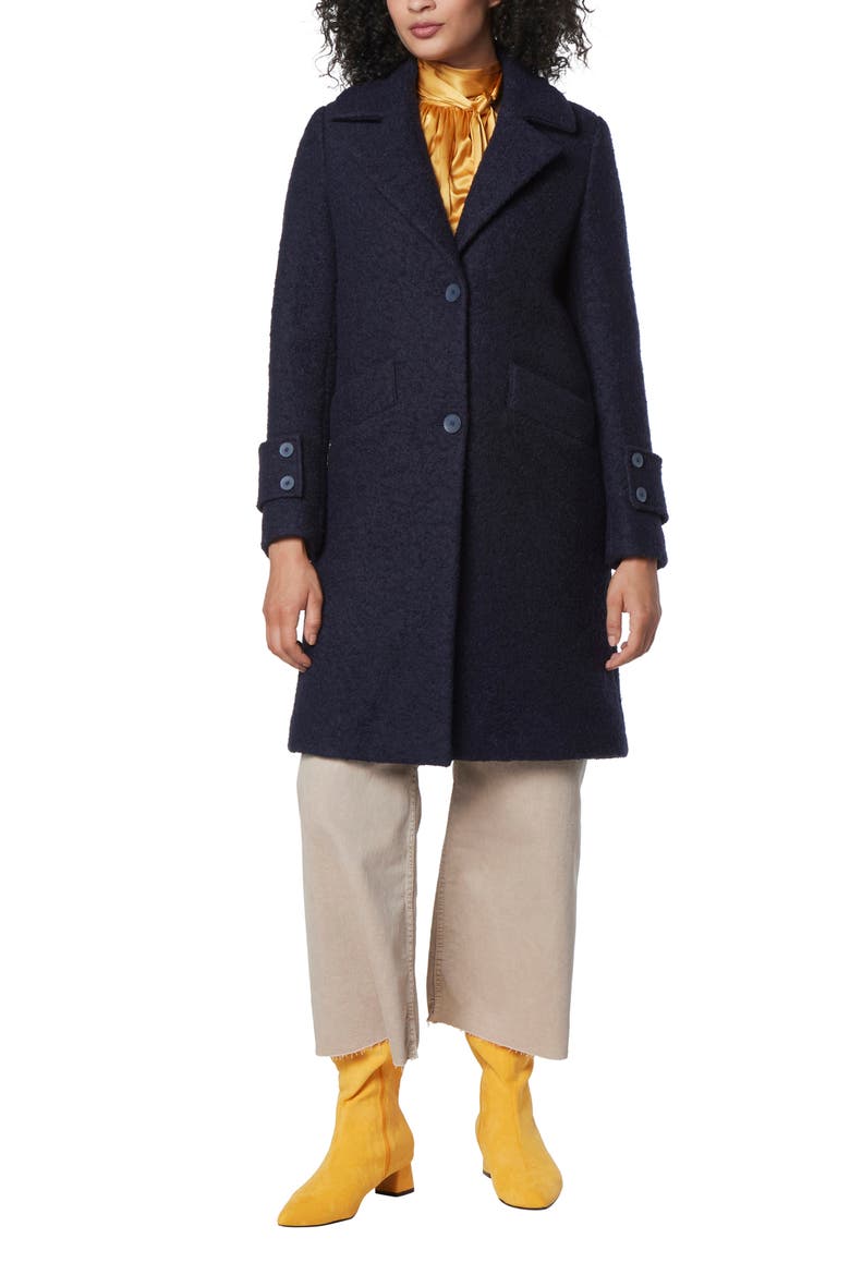 Regine Pressed Bouclé Wool Blend Coat, Alternate, color, INK