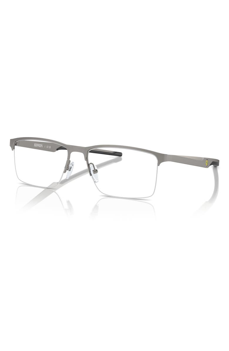 Scuderia Ferrari 57mm Rectangle Optical Glasses, Alternate, color, Brushed Gunmetal / Demo Lens