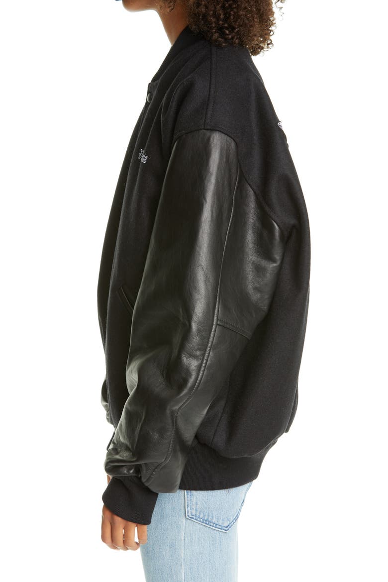 College Bomber Jacket, Alternate, color, BLACK