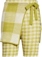 YanYan Gingham Wool Bike Shorts with Removable Wrap Panel