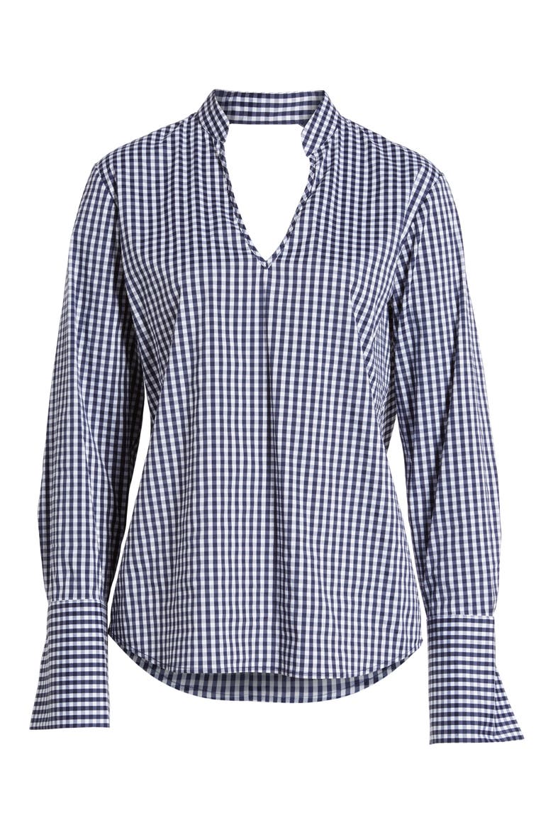 Gingham Open Back Top, Alternate, color, NAVY EVENING/ WHITE GINGHAM