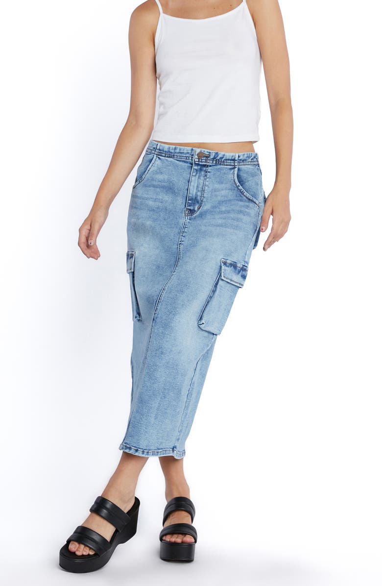 Wash Lab Denim Utility Denim Maxi Skirt, Alternate, color,