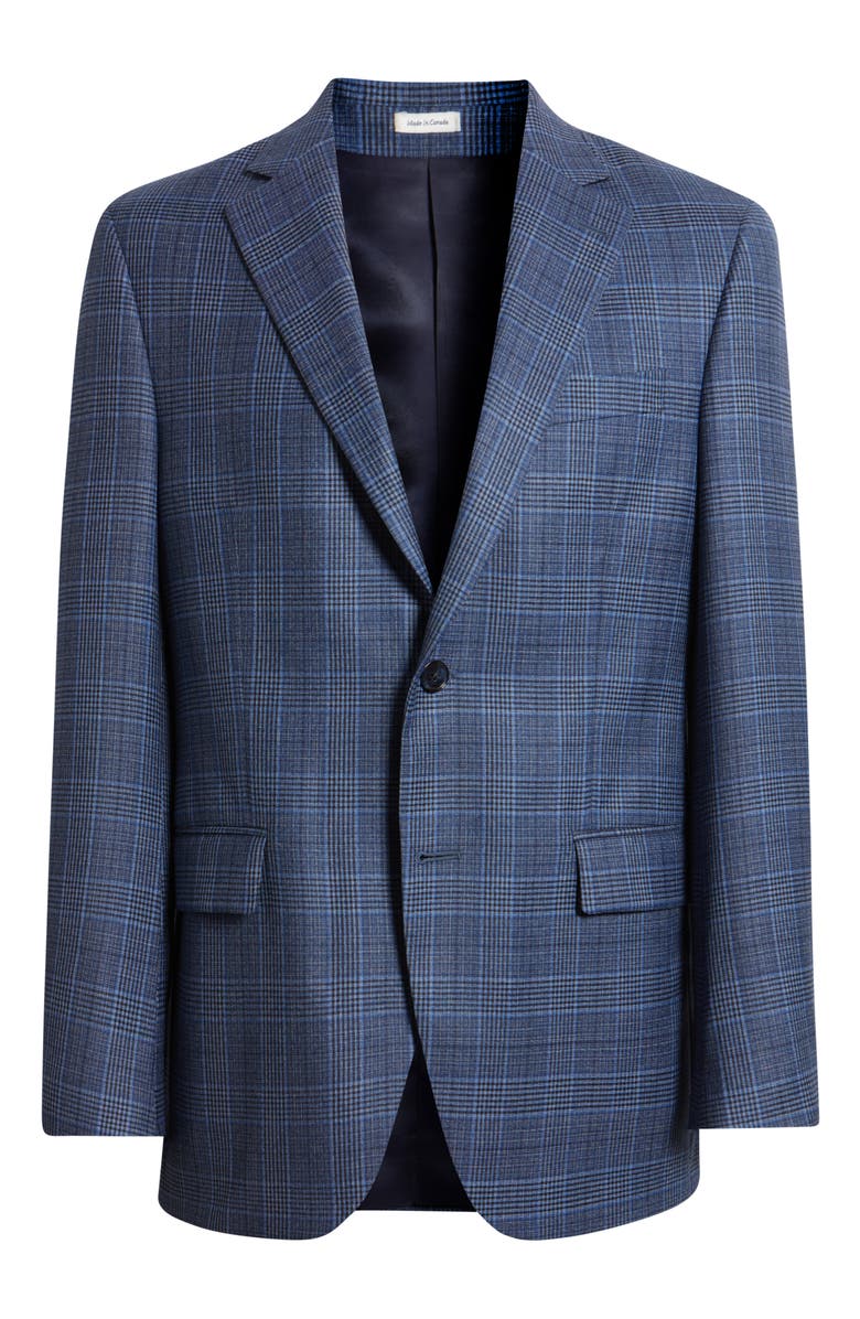 Peter Millar Flynn Classic Fit Blue Plaid Wool Sport Coat, Alternate, color, Blue