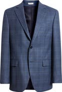 Peter Millar Flynn Classic Fit Blue Plaid Wool Sport Coat