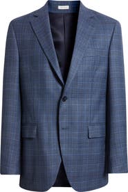 Peter Millar Flynn Classic Fit Blue Plaid Wool Sport Coat