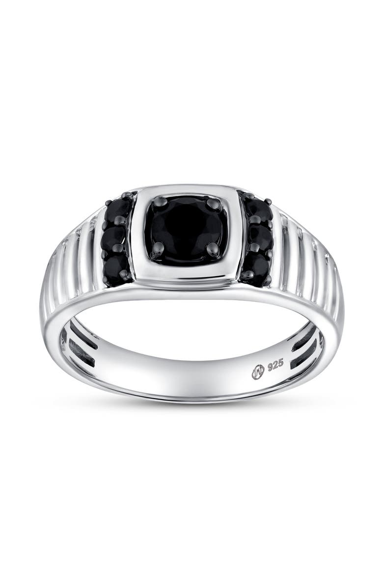 Shin 0.75CT Cushion Halo Black Spinel Ring 925 Silver, Main, color, Sterling Silver