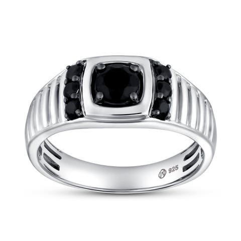Shin 0.75CT Cushion Halo Black Spinel Ring 925 Silver