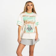 THE WILD COLLECTIVE Women's The Wild Collective White New York Liberty Vintage Drop-Shoulder Oversized T-Shirt