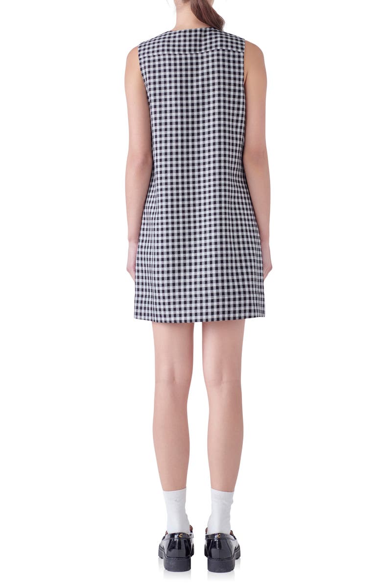 English Factory Check Grommet Sleeveless Shift Dress, Alternate, color, Black