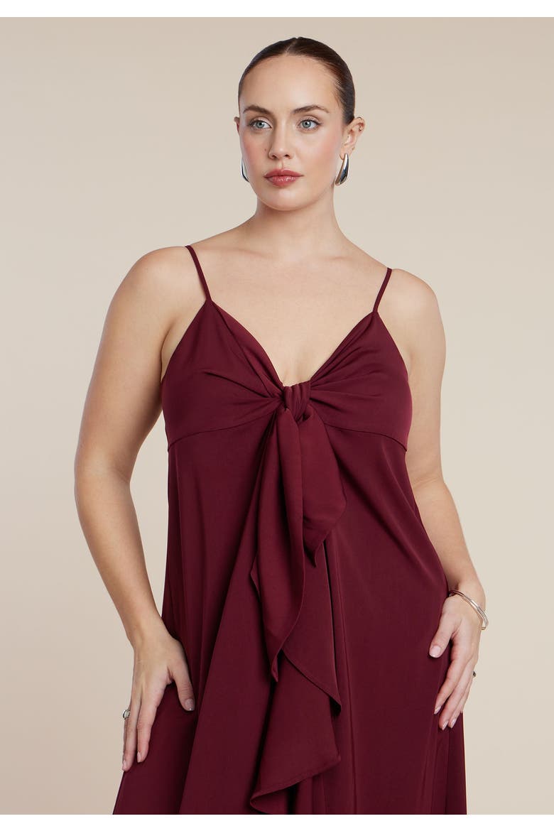 Tie Front Ruffle Duster, Alternate, color, WINE