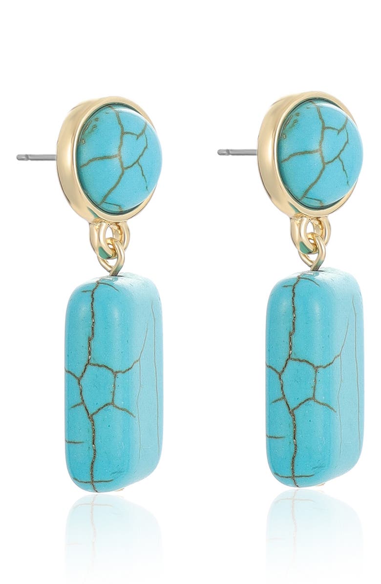 Ettika Reconstituted Turquoise Drop Earrings, Alternate, color, Turquoise