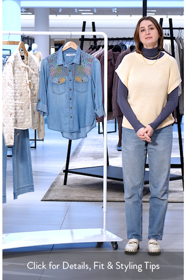 Flower Patch Embroidered Denim Button-Up Shirt video