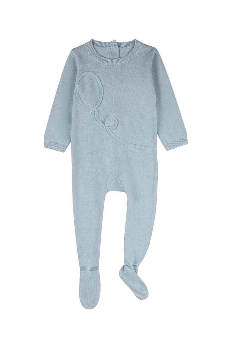 Baby Footie with Tonal Knit Bow, Main, color, Blue