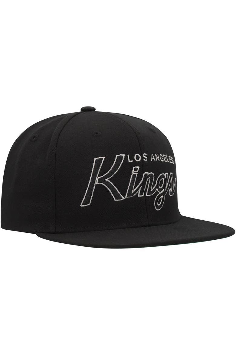 Men's Mitchell & Ness Black Los Angeles Kings Core Team Script 2.0 Snapback Hat, Alternate, color, Black