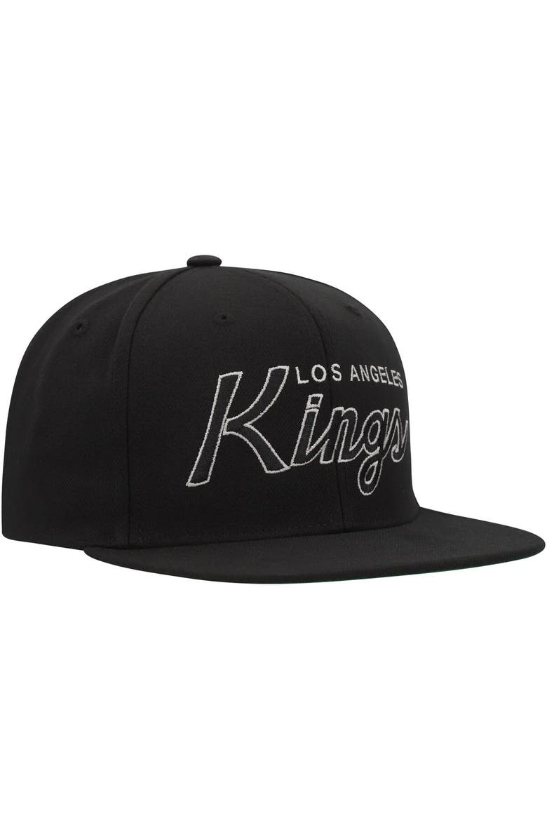Mitchell & Ness Men's Mitchell & Ness Black Los Angeles Kings Core Team Script 2.0 Snapback Hat, Alternate, color, Black