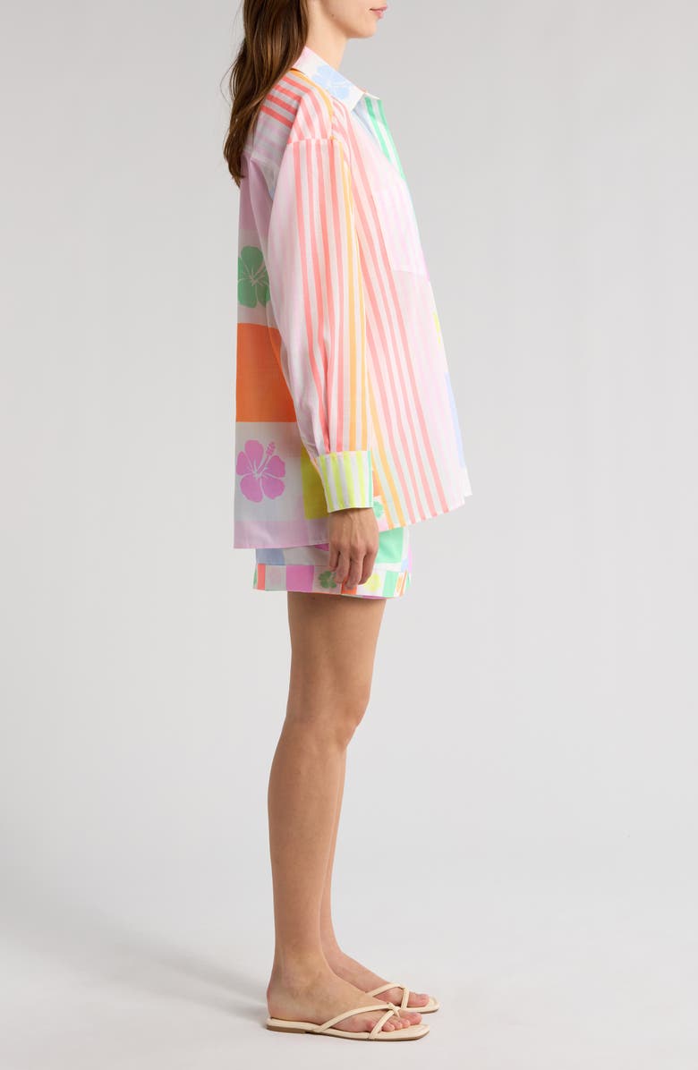 Kulani Kinis Long Sleeve Cover-Up Beach Shirt, Alternate, color, Hibiscus Rainbow