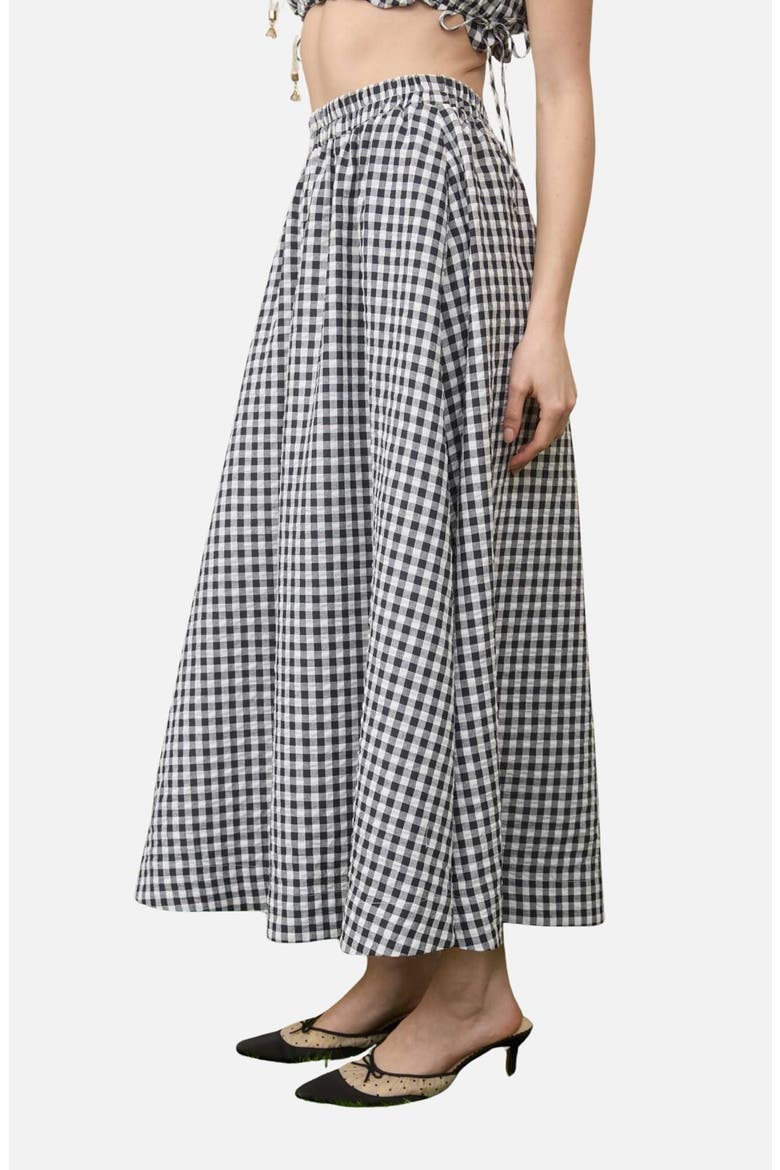 Gingham Maxi Skirt, Alternate, color, BLACK