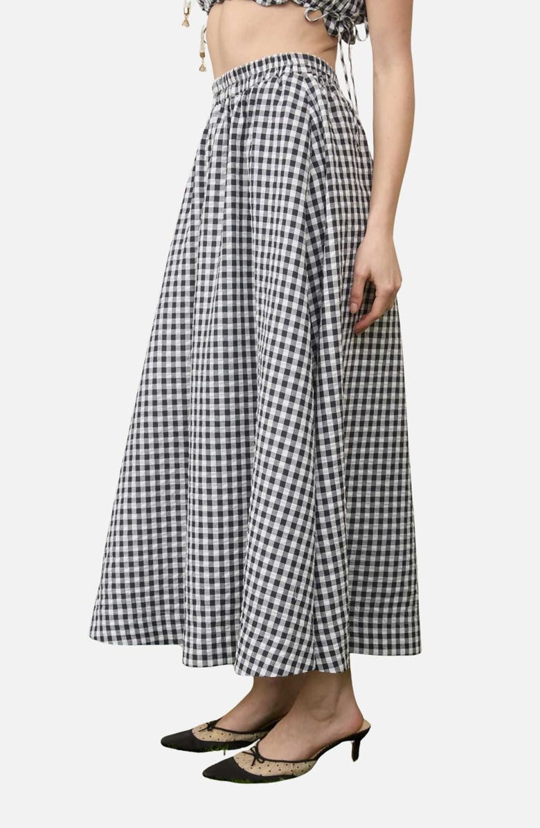 Blu Pepper Gingham Maxi Skirt, Alternate, color, Black
