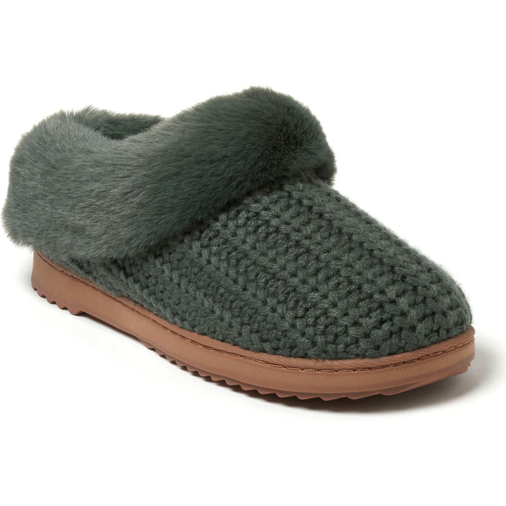 Dearfoams Women's Hannah Festive Knit Clog Slippers In Forest