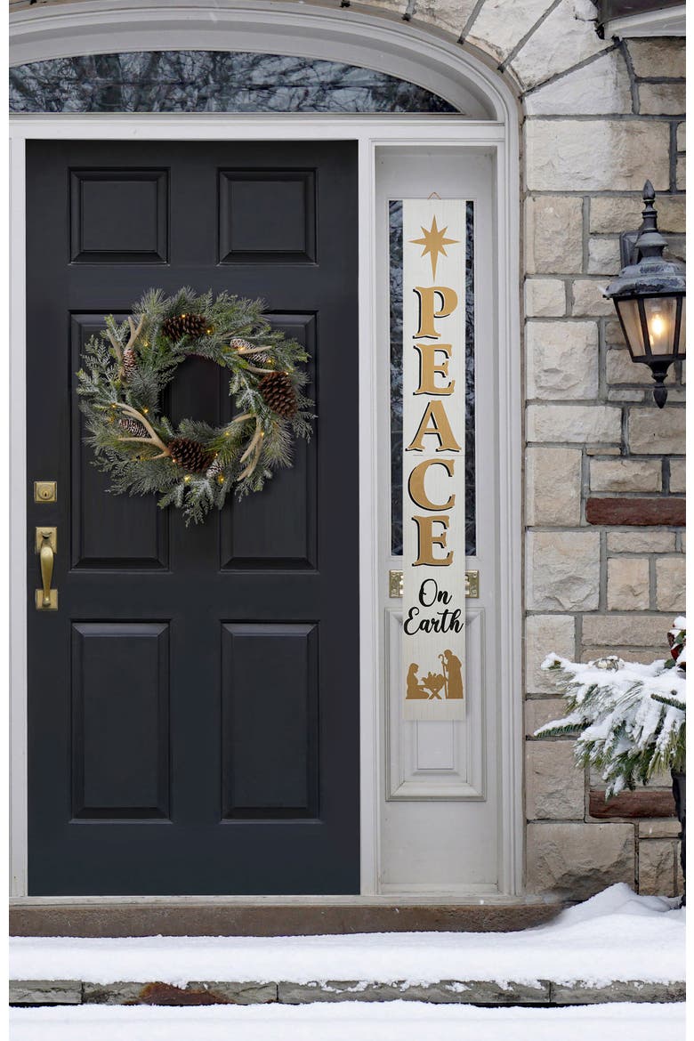60"H Wooden Nativity PEACE Porch Sign, Alternate, color, White