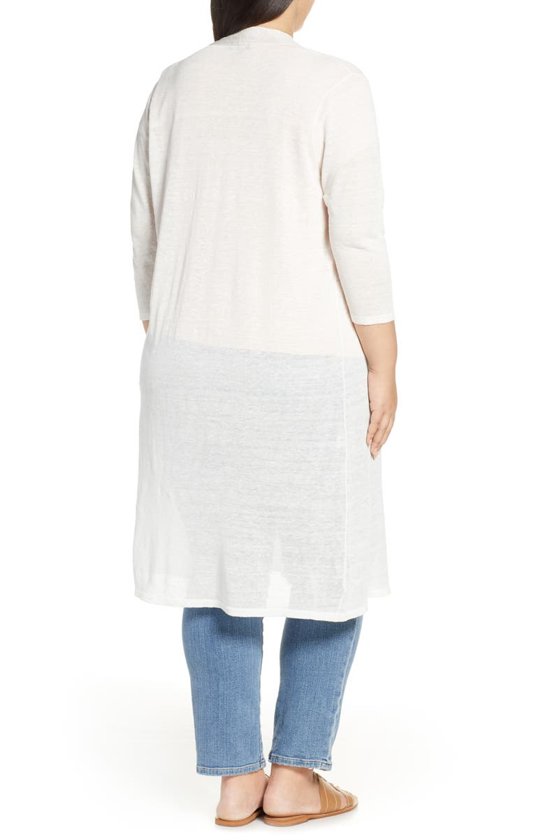 Eileen Fisher Long Organic Linen Blend Cardigan, Alternate, color, 