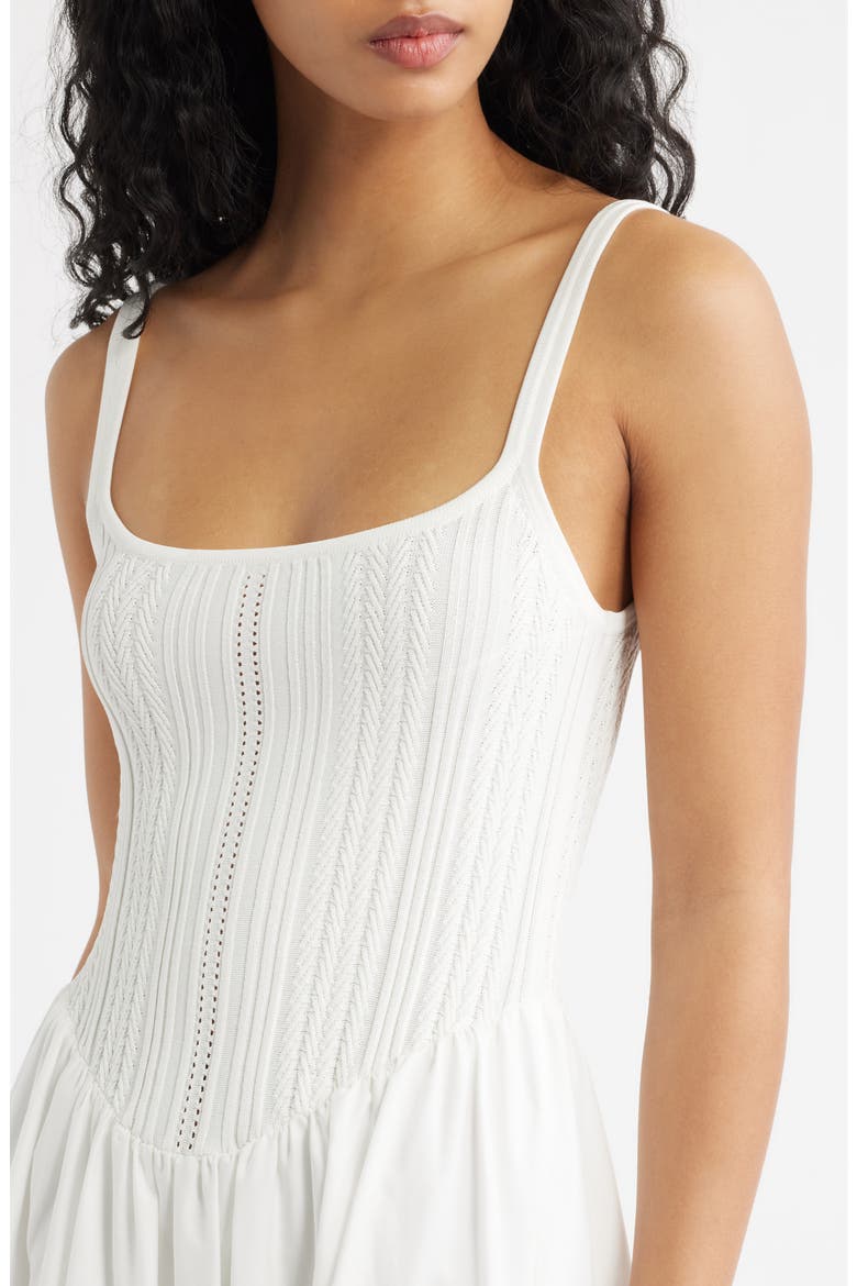Pointelle Bodice Mixed Media Dress, Alternate, color, CREAM