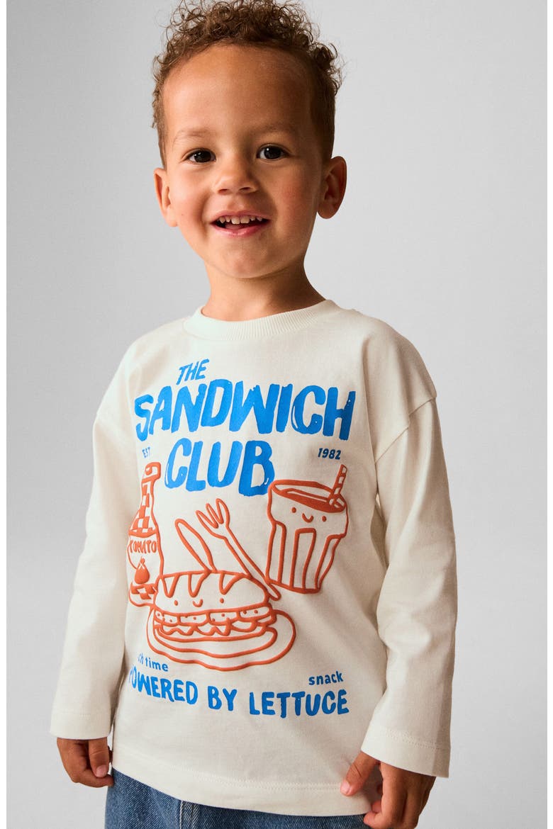 Kids' The Sandwich Club Long Sleeve Cotton Graphic T-Shirt, Alternate, color, CREAM