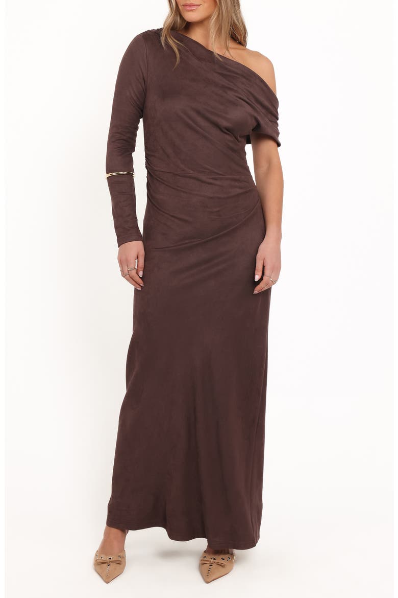 Olympia Off the Shoulder Long Sleeve Dress, Main, color, MUSHROOM