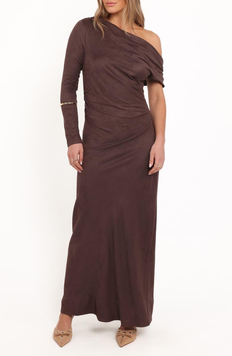 Petal & Pup Olympia Off the Shoulder Long Sleeve Dress, Main, color, Mushroom