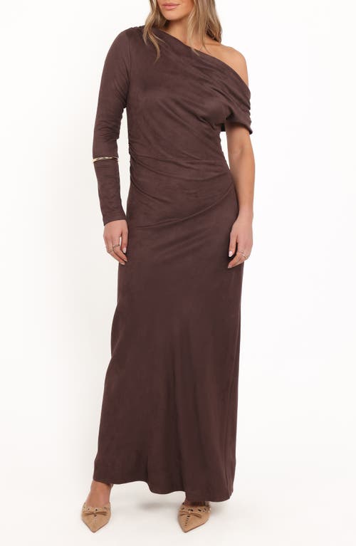 Petal And Pup Petal & Pup Olympia Off The Shoulder Long Sleeve Dress In Brown